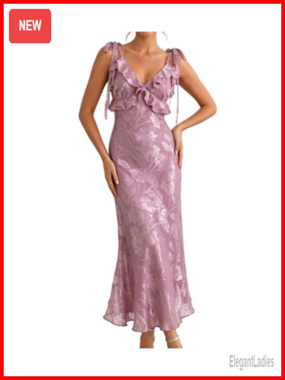 RIHOAS Flowy Midi Floral Dress Adjustable Strap Wedding Guest Sundress